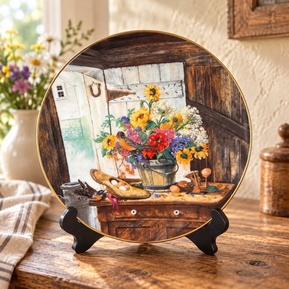 VTG W.S. George The Morning Bouquet Glenna Kurz Plate 1990 Box COA
